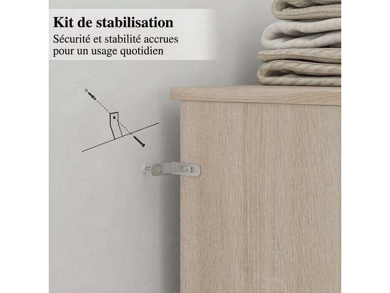  Tête de lit 140 cm avec rangement 4 compartiments ouverts bois naturel mdf  - Conforama D