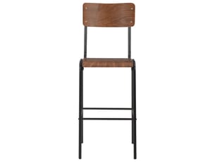 Lot de 2 tabouret de bar, chaise de bar marron contreplaqué solide et acier