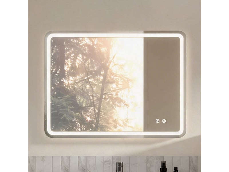  Miroir de salle de bains led mural 60x80 cm éclairage réglable argenté  - Conforama B