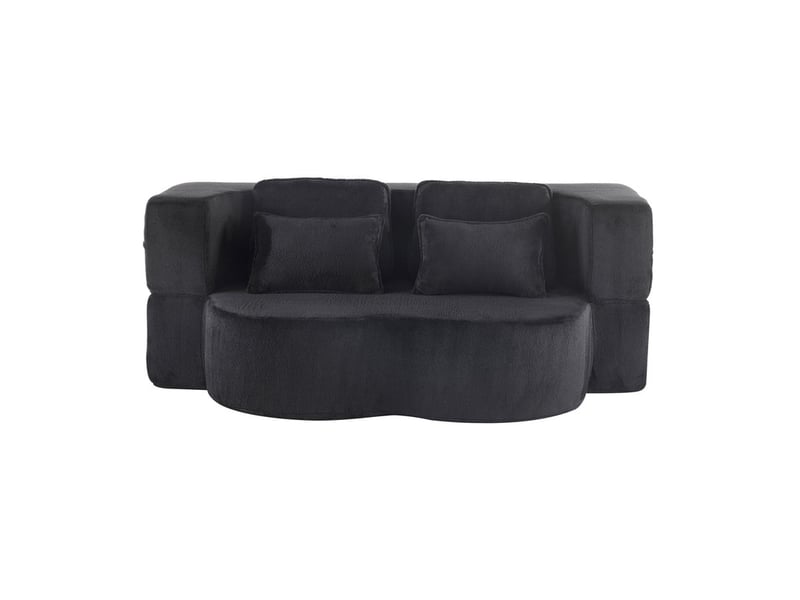  Canapé droit convertible ,2 places ,avec 4 coussins,aucun assemblage requis,198 x 60 x 70 cm,noir  - Conforama A