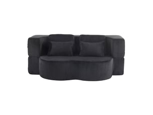 Canapé droit compressé convertible <strong>BIQZUYA</strong> <strong></strong> 2 places Tissu noir