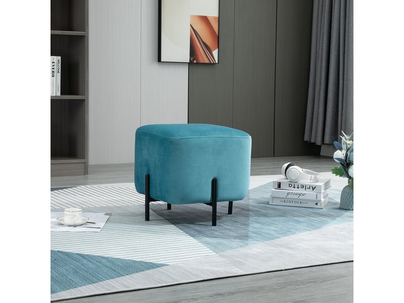  Repose-pieds rembourré en polyester et acier 44,5 x 44,5 x 41,5 cm en turquoise, confortable et élégant pour votre maison 838-118 - Conforama C