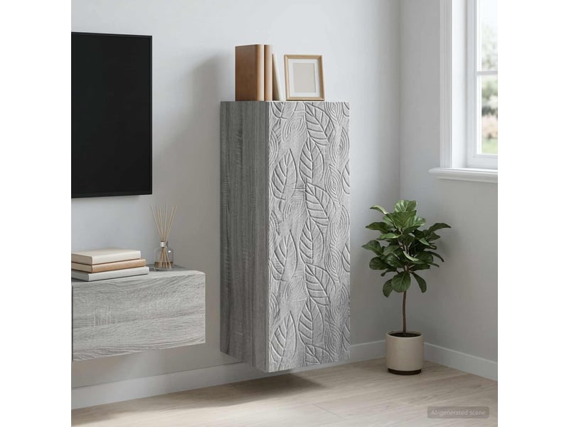  Armoire murale salon 33x34,5x90cm bois d'ingénierie sonoma gris shl6795  - Conforama B