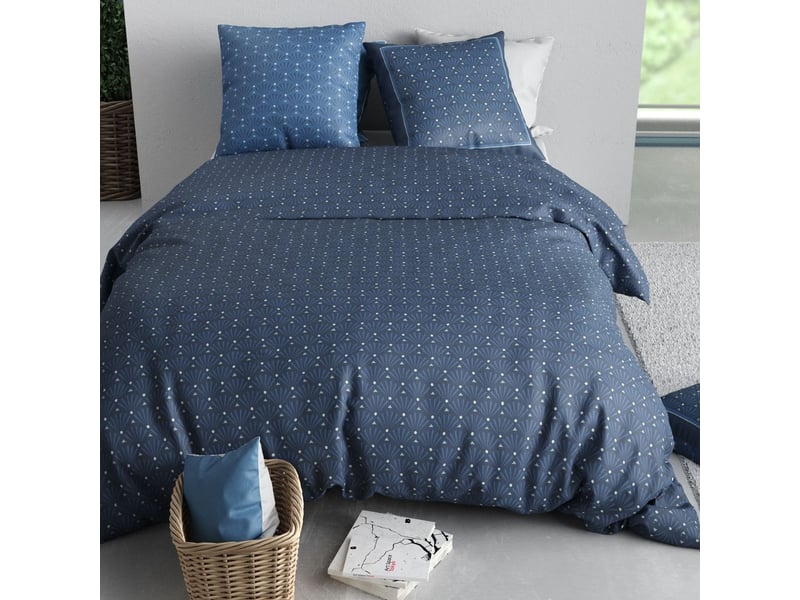  Parure housse de couette 240x220cm + 2 taies motif graphique bleu 100% coton - zumaia ZUMAIA - Conforama C