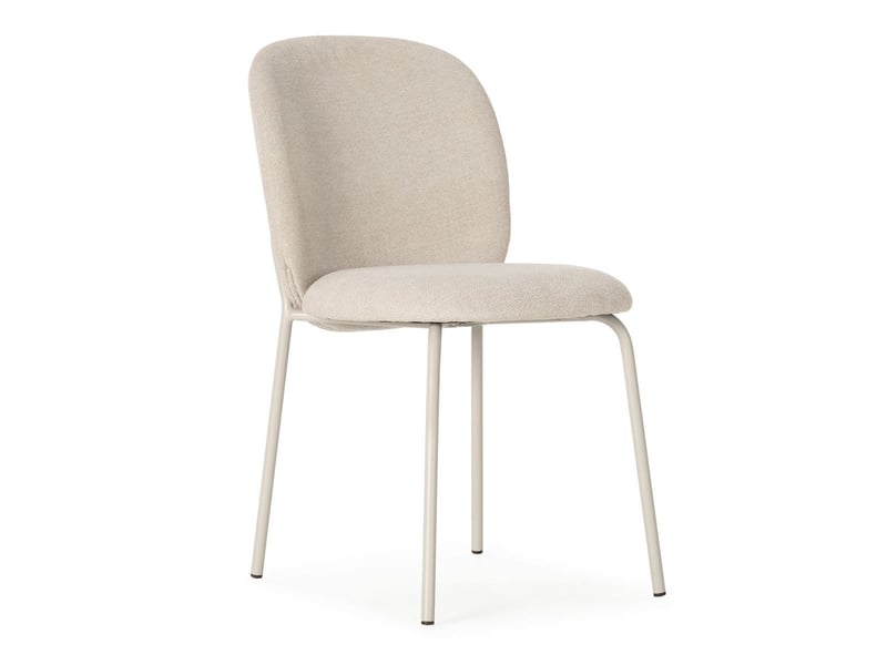  Lot de 6 chaises en tissu polyester doux beige et pieds en métal laqué crème - darris DARRIS - Conforama E