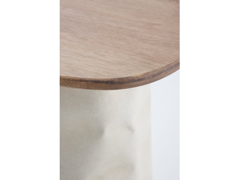  Table basse en métal couleur os et bois d'hévéa  - Conforama C