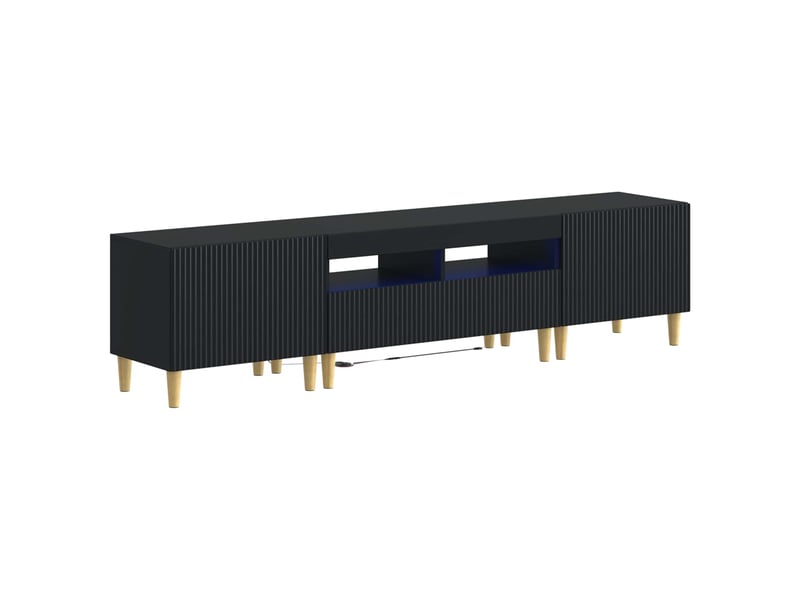  Ensemble de 3 meubles tv - banc tv - meuble de rangement led arnhem 3 pcs noir bois d'ingénierie  - Conforama A