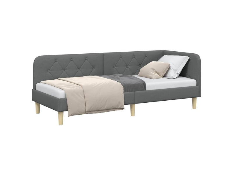  Lit simple- lit adulte -  cadre de lit d'angle gris foncé 80 x 200 cm tissu  - Conforama B