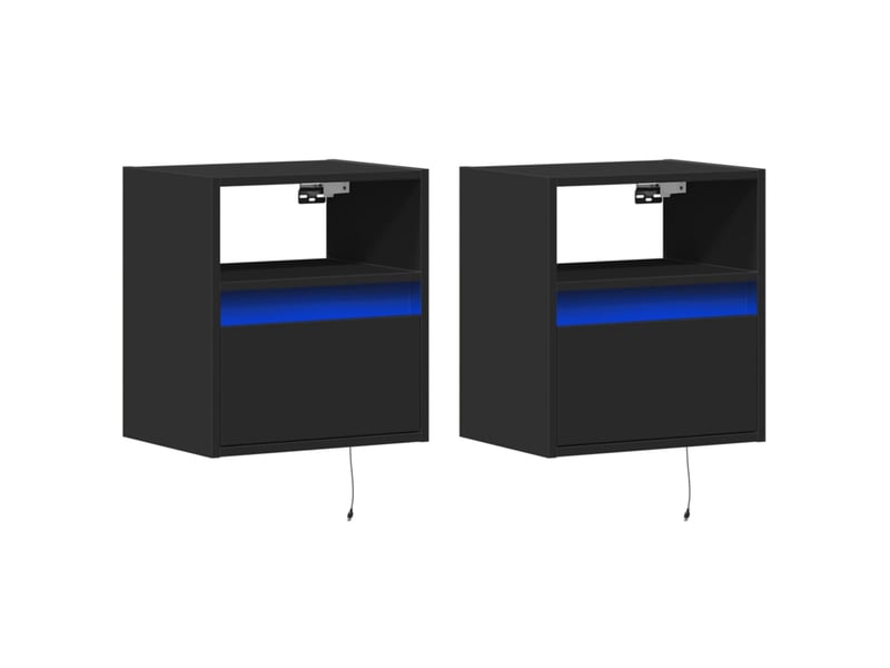  Meubles tv - banc tv - meuble de rangement muraux avec lumières led 2 pcs noir 41x31x45 cm  - Conforama C