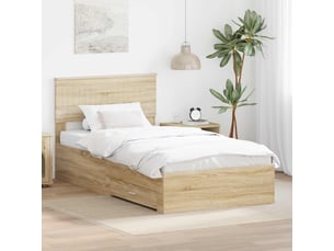 Lit adulte, lit simple, cadre de lit chêne sonoma 100x200cm bois d'ingénierie cf6155