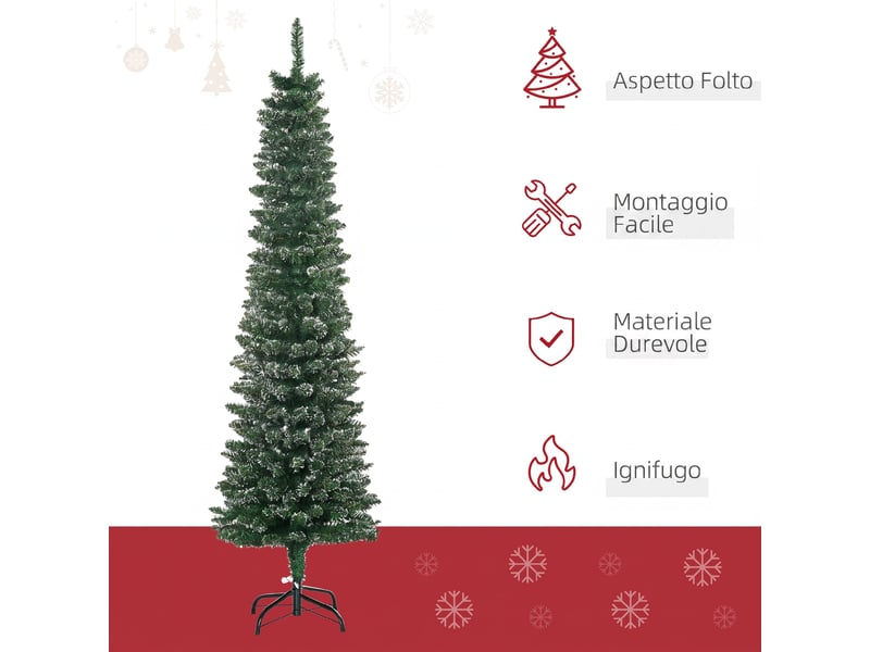  Sapin de noël fin et enneigé, 443 branches, base amovible et pliable, ø48 x 165 cm, vert  - Conforama D