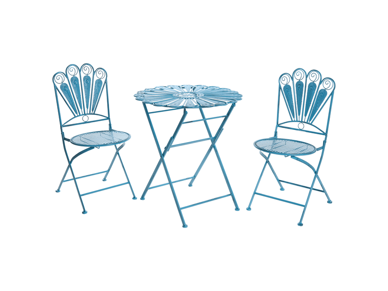 Ensemble bistrot pliant pavia métal bleu  - Conforama A