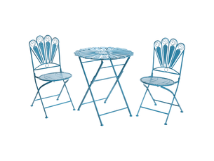Ensemble bistrot pliant pavia métal bleu
