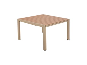 Table en alu carree extensible 120x120- 180 cm coloris bois creme