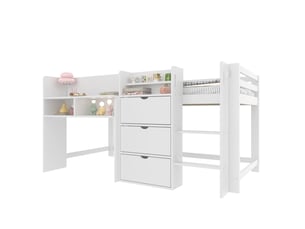 Lit simple 90x200 cm <strong>HAVRYA</strong>  <strong></strong> coloris blanc