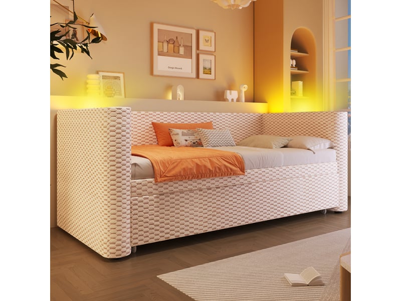  Lit jour, en velours beige 90 x 200 cm  - Conforama B
