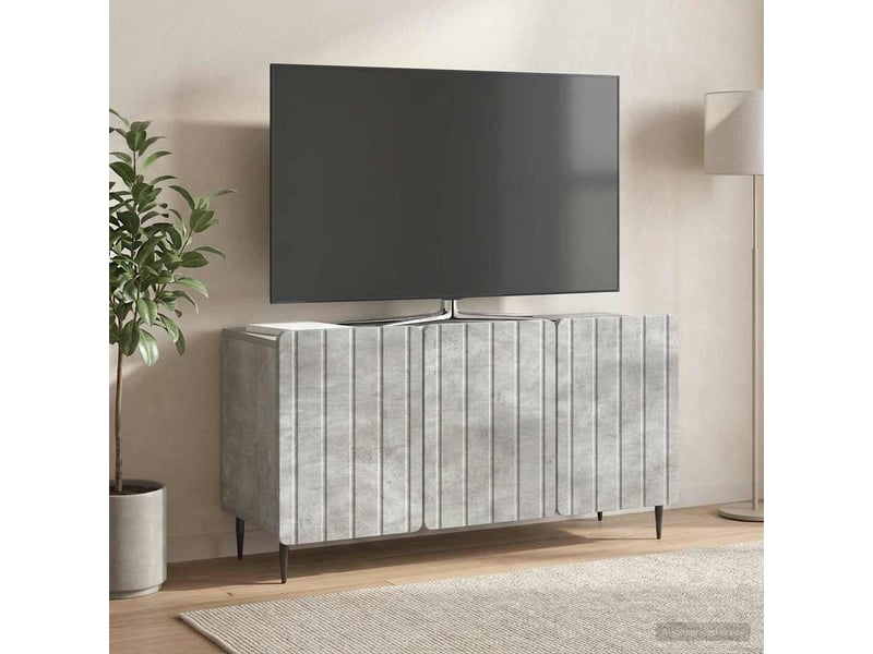  Meuble tv - banc tv - meuble de rangement 99 x 34,5 x 52 cm gris béton bois d'ingénierie  - Conforama D