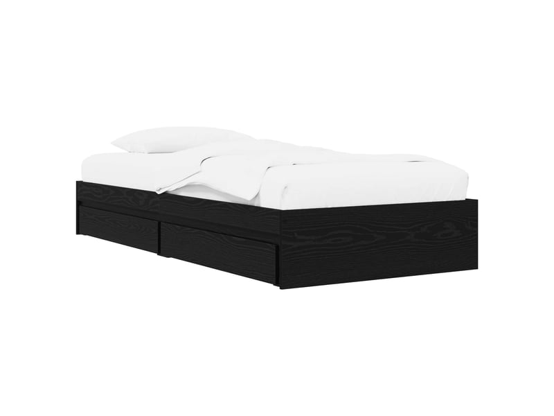  Lit simple- lit adulte -  cadre de lit avec rangement avec tiroir chêne noir 80 x 200 cm  - Conforama A