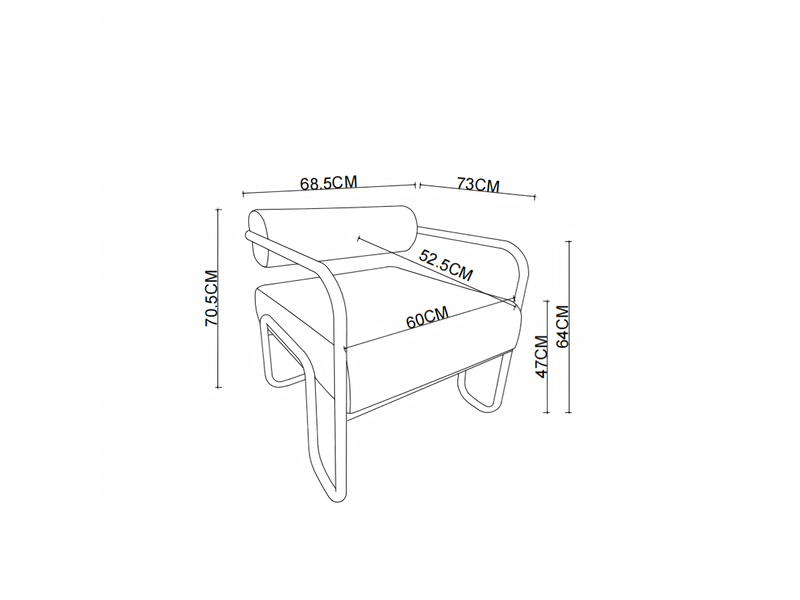  Fauteuil 73x68,5x70,5 cm, canapé 1 place, revêtement en tissu côtelé, structure en métal, design moderne, coloris vert  - Conforama C