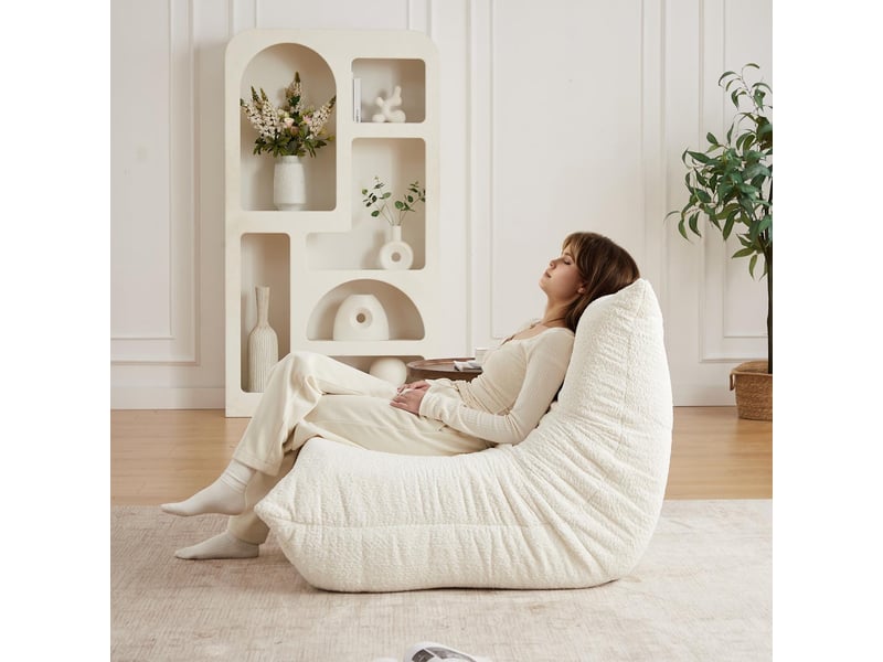  Chauffeuse de sol sans accoudoirs en tissu chenille beige W3349P416282 - Conforama B