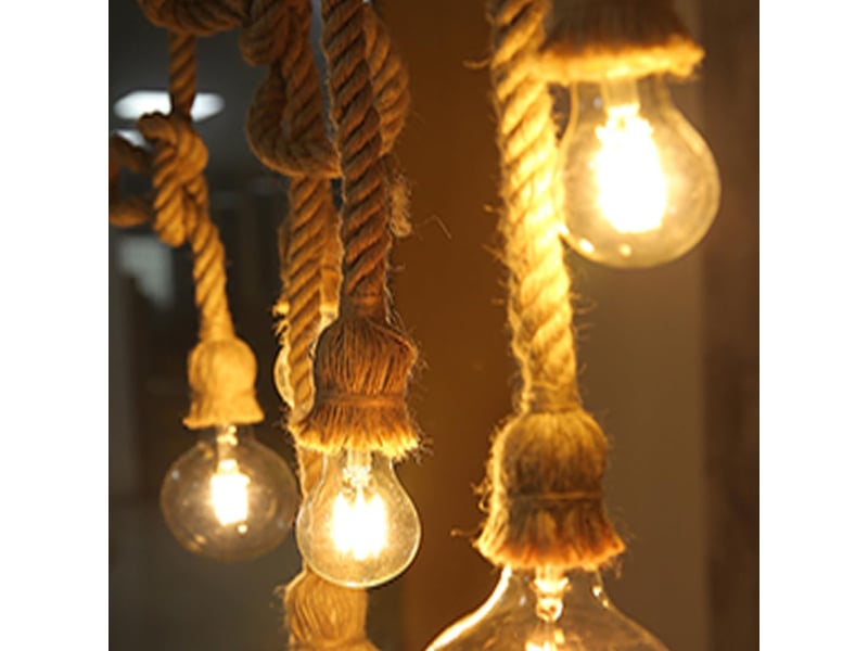  Lumière suspendue de double-tête de corde de chanvre pour manger,  longueur 100cm  - Conforama C