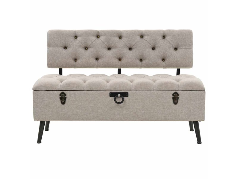  Banc chambre, banc de rangement avec dossier 110 cm crème tissu shl28730  - Conforama C