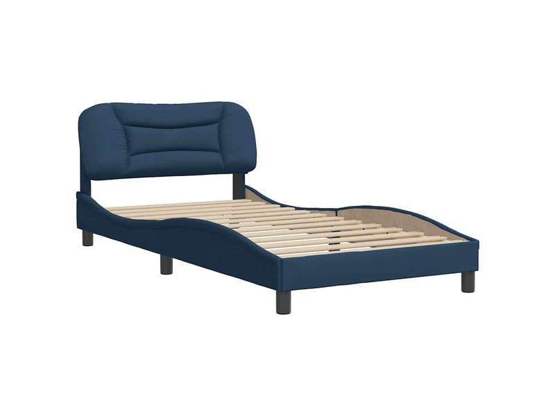 Lit simple- lit adulte -  cadre de lit sans matelas hvar bleu 100x200 cm tissu  - Conforama B
