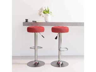 Lot de 2 tabouret de bar, chaise de bar rouge bordeaux tissu shl6747