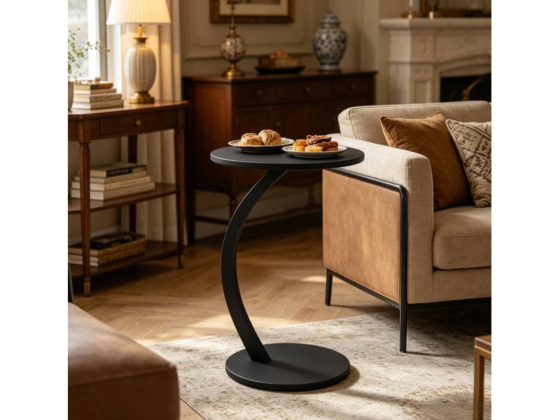  Table d’appoint ronde en c noire – mdf et métal – ø 40 x h 65 cm  - Conforama C