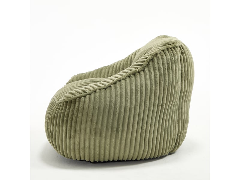  Fauteuil pouf sans assemblage, peluche bouclée rayée,vert, dimensions 92×98×73 cm  - Conforama R