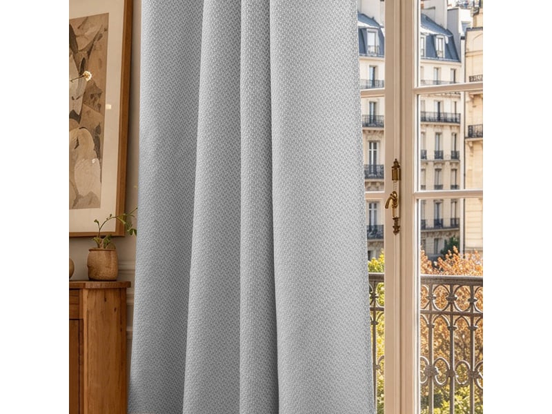 Lot de 2 rideaux à œillets 140 x 240 cm victoria fils teints jacquard - Conforama E
