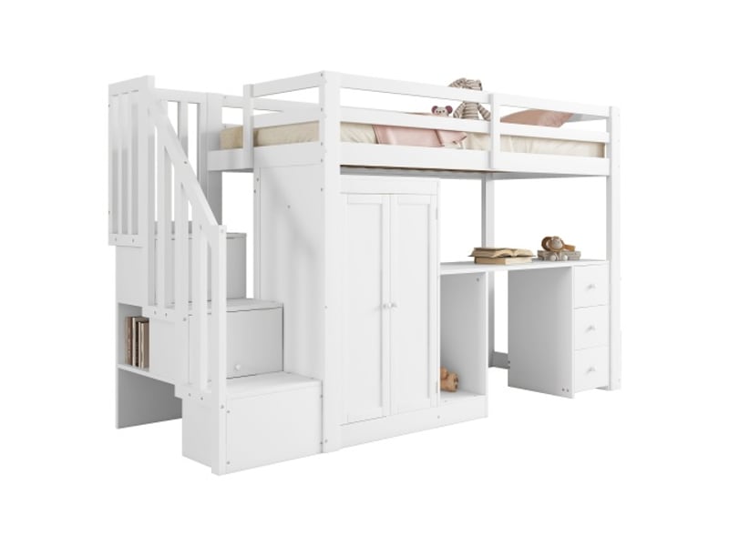  Lit mezzanine 90x200 cm coloris blanc pin lit enfant blanc - Conforama A