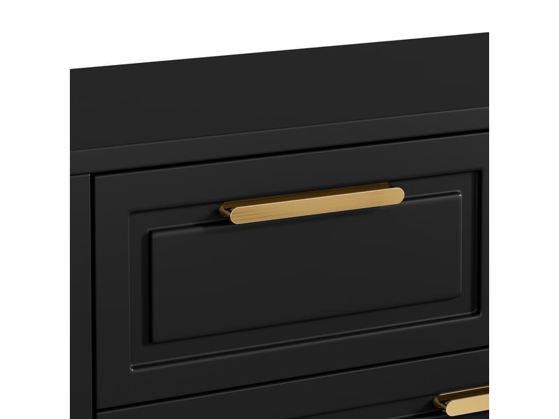Meuble à chaussures noir 95x24x107 cm, placard avec portes rabattantes et tiroirs, étagères ajustables, structure en panneaux de particules - Conforama E