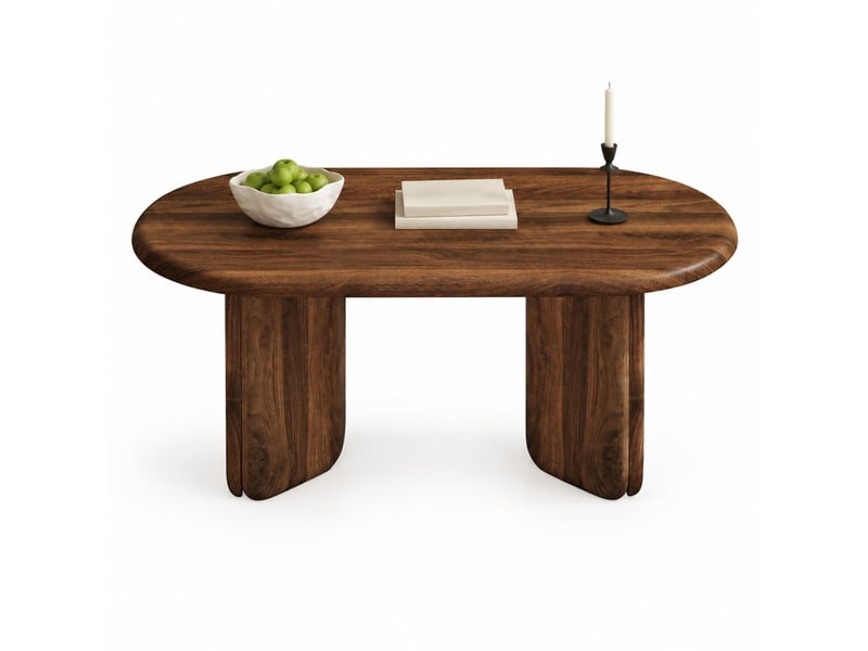  Table basse ovale 99x50x40 cm en mdf finition noyer  - Conforama A