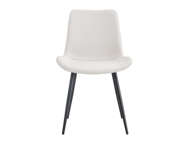  Lot de 4 chaises de salle à manger 42x47x83cm blanc - en pu avec dossier ergonomique, assise large et pieds en métal noir  - Conforama A
