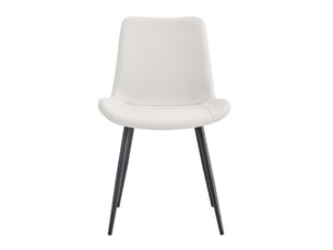 Lot de 4 chaises de salle à manger 42x47x83cm blanc - en pu avec dossier ergonomique, assise large et pieds en métal noir