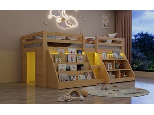 Lit mezzanine 90x200 cm BIQZUYA   coloris naturel