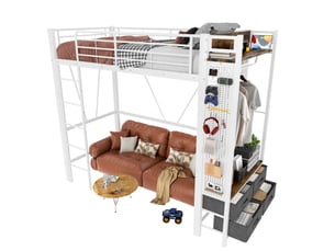 Lit mezzanine 90x200 cm REDOM   coloris blanc