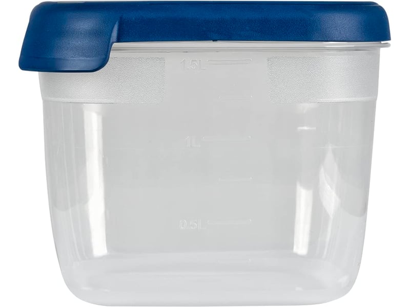  Curver boîte alimentaire carrée multi usage 1,8l en polypropylène 100% recyclé, 15x15x12,3 cm, adapté au micro-ondes, lave-vaisselle, congélateur- bleu, pour la cuisine  - Conforama D