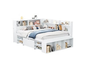 Lit avec rangement 140x200 cm coloris blanc
