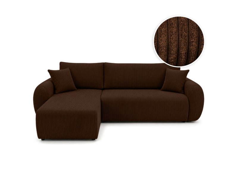  Alya - canapé d'angle convertible et réversible 3 places en velours côtelé  - Conforama A