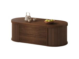 Table basse ovale coloris bois foncé OOIILLEE Luxe haut de gamme - 50 cmx100 cm