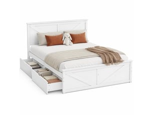 Lit avec rangement 160x200 cm CRAVDOM coloris blanc