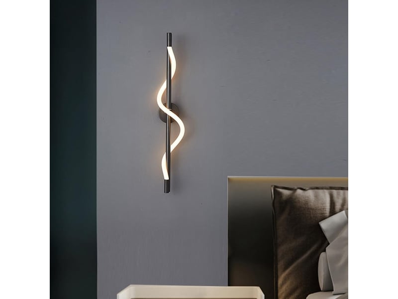  Applique murale led 12w moderne lampe murale spirale intérieure dimmable 3 couleurs noir  - Conforama D