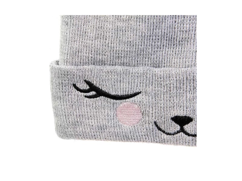  Bonnet enfant chat 21cm gris &amp; rose  - Conforama C