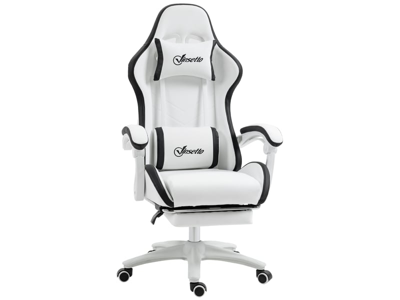  Fauteuil de jeu avec hauteur réglable et dossier inclinable, 65 x 65 x 121-129 cm, noir et blanc  - Conforama A