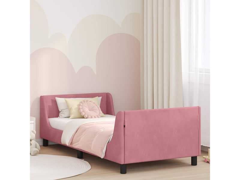  Cadre de lit pour enfants - lit jeune avec tête de lit rose 90 x 200 cm  - Conforama B