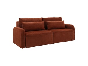 Canapé convertible 3 places en tissu terracotta et pieds noirs - sokka