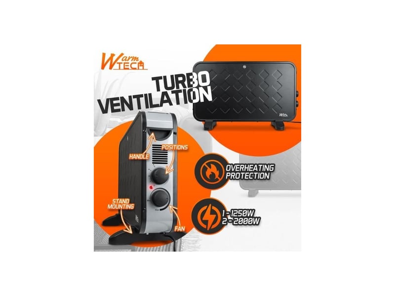  Chauffage mobile convection 2000w turbo avec ventilateur thermostat 2 vitesses noir AABKC52172 - Conforama C