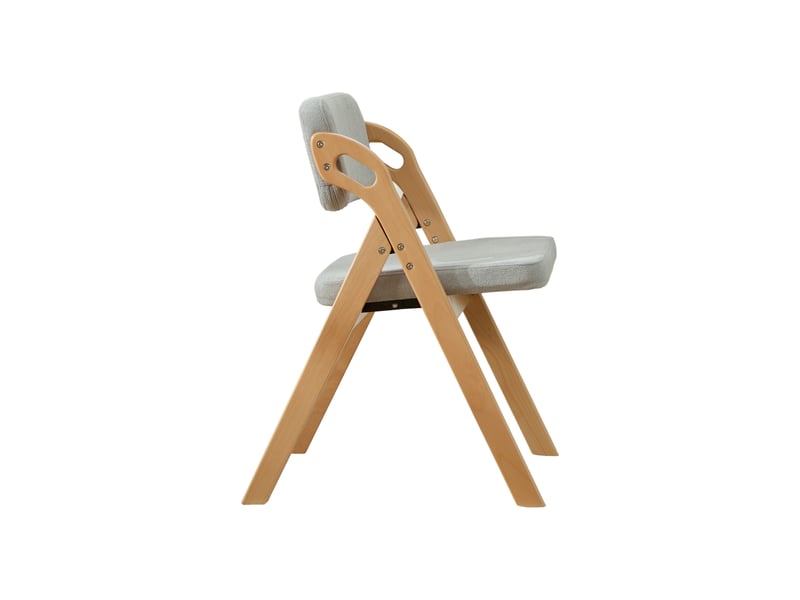  Lot de 2 chaises pliantes en hêtre massif et lin gris W5118P494897 - Conforama B